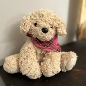 Dressbarn Breast Cancer Dog Plush Skye Pink Plaid Scarf Soft Stuffed Toy 8" 2010